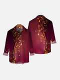 Music Elements BrownRed Gradient Golden Notes Printing Long Sleeve Shirt