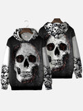Stacked Skulls And Weird Smile Printing Hooded Sweatshirt