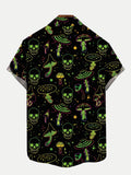 Cute Mushroom Sugar Skull Exotic Pattern Printing Short Sleeve Shirt