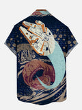 Technological Psychedelic Spaceship Printing Short Sleeve Shirt