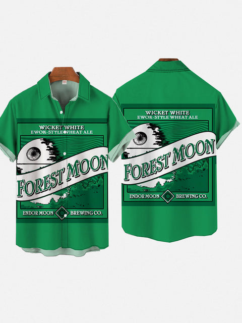 Green Fictional Endless Forest And Mysterious Planet Printing Short Sleeve Shirt