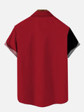 Retro Geometric Style Sci-Fi Interstellar Travel Fleet Starship On Red-Black Printing Short Sleeve Shirt