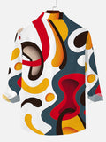 Abstract Art Twisted Color Block Pattern Printing Long Sleeve Shirt