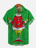 Christmas Green Hairy Monster Costume Printing Short Sleeve Shirt