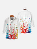 Casual Rainbow Splash Ink Painting Printing Long Sleeve Shirt