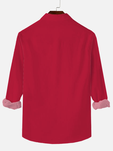 Festive Costumes Red Garland Tuxedo Printing Long Sleeve Shirt