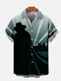 Cool Side View of Man in Cloak Building Printing Short Sleeve Shirt