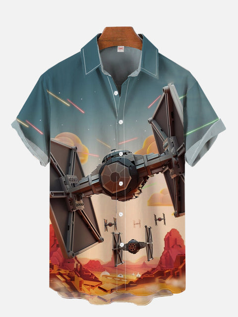 Sci-Fi Space Drone Fleet Printing Short Sleeve Shirt