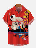 Cool Red Robot Monsters Fighting View Printing Short Sleeve Shirt