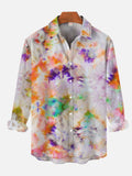 Vintage Rainbow Paint Splash Tie Dye Printing Long Sleeve Shirt