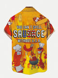 Yellow You Can't Spell Sausage Without USA Funny Printing Short Sleeve Shirt