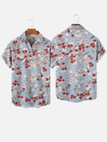 Hawaiian Floral With Ukiyo-E Cloud Printing Short Sleeve Shirt