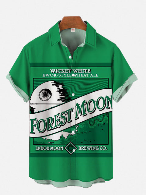 Green Fictional Endless Forest And Mysterious Planet Printing Short Sleeve Shirt