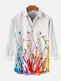 Casual Rainbow Splash Ink Painting Printing Long Sleeve Shirt
