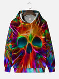 Hippie Rainbow Radiant Skull Printing Hooded Sweatshirt