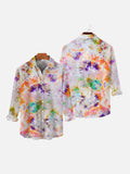 Vintage Rainbow Paint Splash Tie Dye Printing Long Sleeve Shirt
