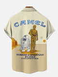Vintage Camel Poster Space Wars Robots Printing Short Sleeve Shirt