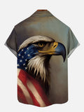 Mighty American Flag Print Eagle Printing Short Sleeve Shirt