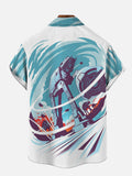 Comic Style Technology All Terrain Armored Walker And Whirlwind Printing Short Sleeve Shirt