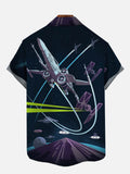 Technological Psychedelic Spaceship Wars Printing Short Sleeve Shirt