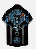 Sci-Fi Interstellar Travel Spaceship Diagram Printing Short Sleeve Shirt