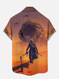 Desert Planet Desert Architecture And Samurai Printing Short Sleeve Shirt