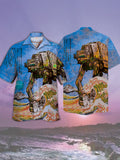 Eye-Catching Ukiyo-e Giant Armored Walker With Ocean Waves Personalized Printing Cuban Collar Hawaiian Short Sleeve Shirt
