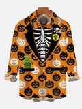 Halloween Mr. Skeleton Pumpkin Suit Costume Printing Long Sleeve Shirt