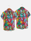 Christmas Tree And Cute Rainbow Colorful Bears Hippie Printing Short Sleeve Shirt