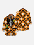 Halloween Mr. Skeleton Pumpkin Suit Costume Printing Long Sleeve Shirt