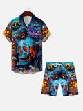 Hippie Mysterious Underwater World Psychedelic Aquatic Creatures And Skull Printing Shorts