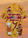 Yellow You Can't Spell Sausage Without USA Funny Printing Short Sleeve Shirt