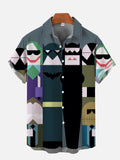 Cartoon Costumes Color Block Splicing Fantasy Villain Gang Printing Short Sleeve Shirt