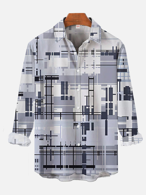 Abstract Casual Business Plaid Printing Long Sleeve Shirt