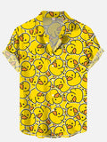 Yellow Fashion Duckling Printing Hawaiian Short Sleeve Shirt