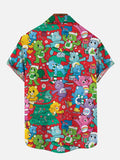 Christmas Tree And Cute Rainbow Colorful Bears Hippie Printing Short Sleeve Shirt