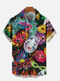 Mardi Gras Carnival Colorful Feather Masks And Face Masks Printing Short Sleeve Shirt