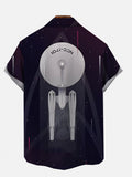 Sci-Fi Interstellar Travel Spaceship In Artistic Light And Shadow Printing Short Sleeve Shirt