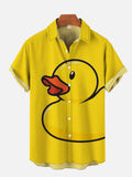 Yellow Fashion Cute Duckling Printing Short Sleeve Shirt