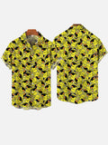 Densely Stacked Chic Yellow Duck Printing Short Sleeve Shirt