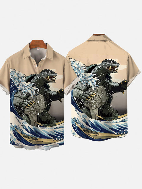 Modern Painting Ukiyo-E Mythical Beast Giant Turtle Personalized Printing Short Sleeve Shirt
