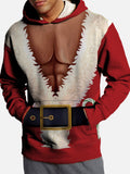 Merry Christmas Casual Santa Claus With Muscle Costume Printing Hooded Sweatshirt