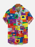 Casual Colorful Cartoon Elements Patchwork Printing Short Sleeve Shirt