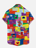 Casual Colorful Cartoon Elements Patchwork Printing Short Sleeve Shirt