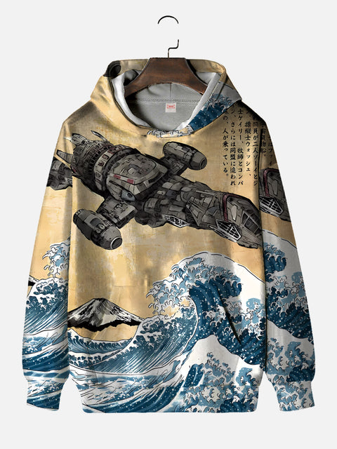 Ukiyo-E Air Station With Ocean Waves Personalized Printing Hooded Sweatshirt