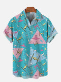 Many Spaceships Flying in the Blue Sky Printing Short Sleeve Shirt