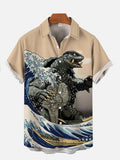 Modern Painting Ukiyo-E Mythical Beast Giant Turtle Personalized Printing Short Sleeve Shirt