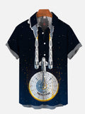 Retro Starry Galaxy Space Poster Sci-Fi Interstellar Travel Spaceship Printing Short Sleeve Shirt