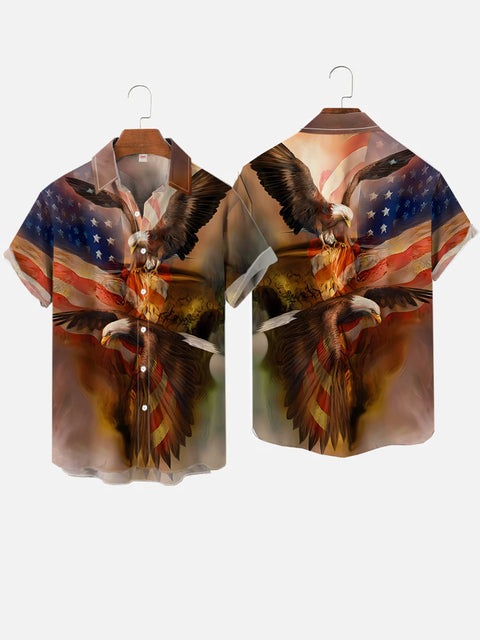 American Bald Eagle Flag Printing Short Sleeve Shirt