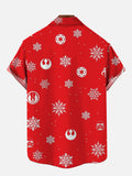 Red Merry Christmas Warm Winter Christmas Tree And Space Samurai Printing Short Sleeve Shirt